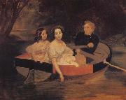 Karl Briullov Portrait of the Artist with Baroness Yekaterina Meller-akomelskaya and her Daughter in a Boat Sweden oil painting artist